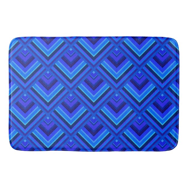 Blue stripes scale pattern bath mat (Front)