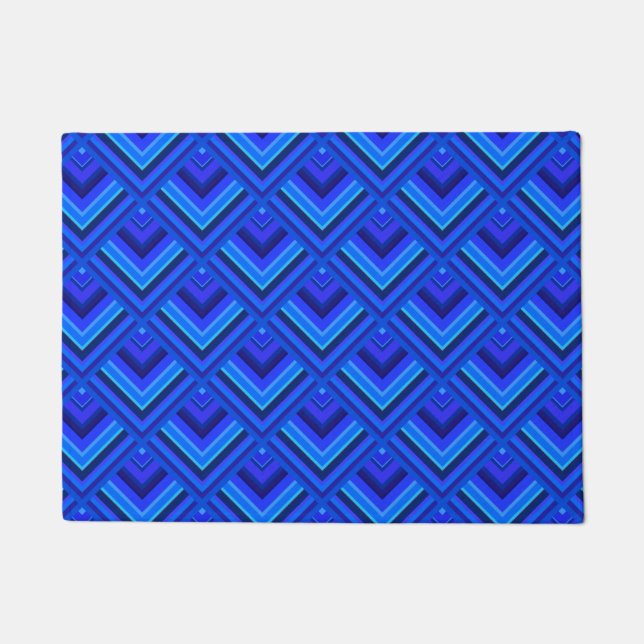 Blue stripes scale pattern doormat (Front)