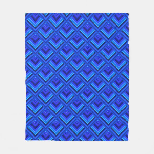 Blue stripes scale pattern fleece blanket (Front)