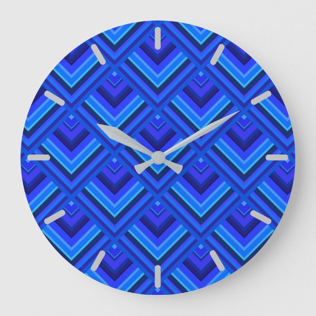 Blue stripes scale pattern large clock (Front)