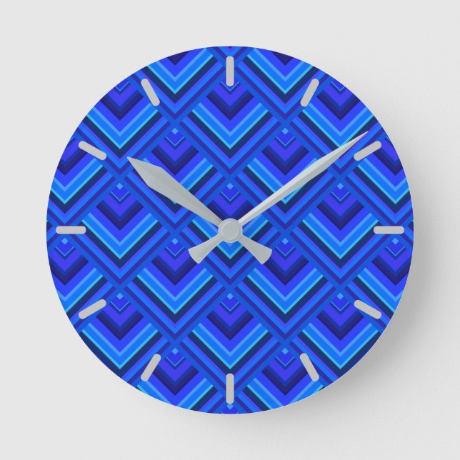 Blue stripes scale pattern round clock (Front)
