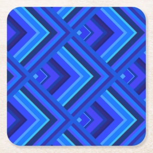 Blue stripes scale pattern square paper coaster