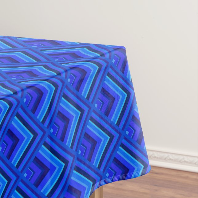 Blue stripes scale pattern tablecloth (In Situ)