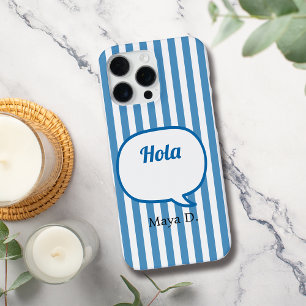 Blue Stripes Speech Bubble Personalize iPhone 16 Pro Max Case