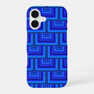 Blue stripes square scales pattern iPhone 16 case
