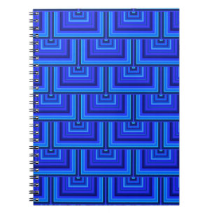 Blue stripes square scales pattern notebook