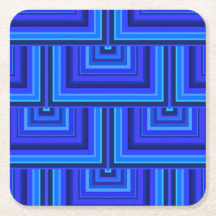 Blue stripes square scales pattern paper coaster