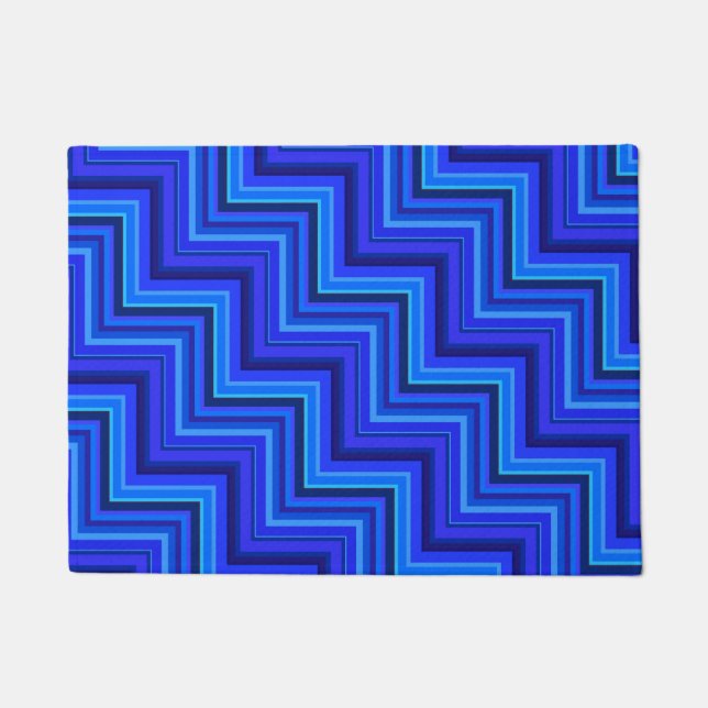 Blue stripes stairs pattern doormat (Front)