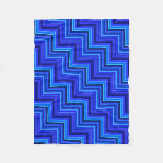 Blue stripes stairs pattern fleece blanket (Front)