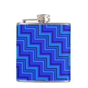 Blue stripes stairs pattern hip flask
