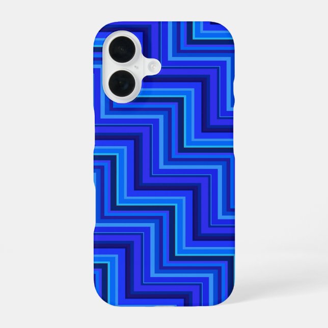Blue stripes stairs pattern iPhone 16 case (Back)