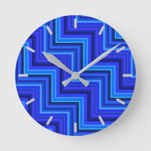 Blue stripes stairs pattern round clock