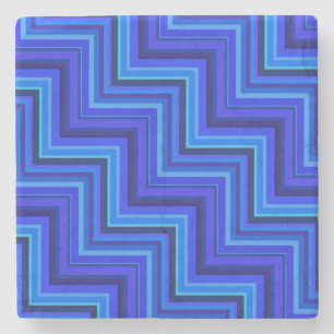 Blue stripes stairs pattern stone coaster
