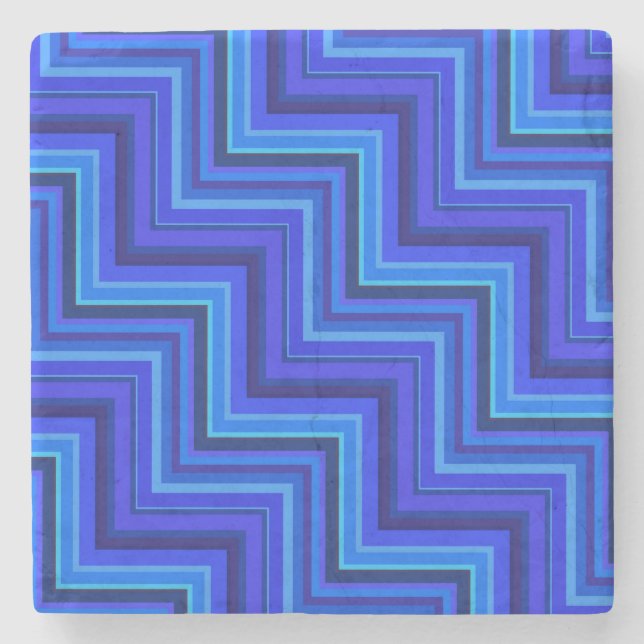 Blue stripes stairs pattern stone coaster (Front)