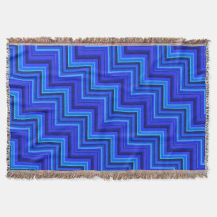 Blue stripes stairs pattern throw blanket