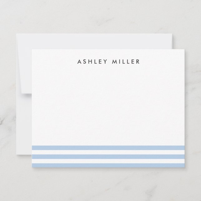 Blue Stripes Stationery Personalized Invite Card (Front)