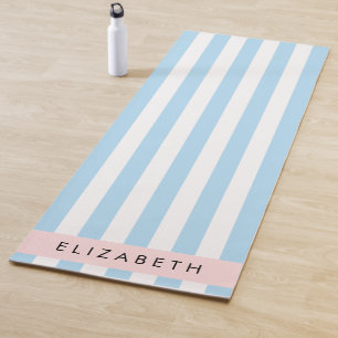 Blue Stripes, Striped Pattern, Lines, Your Name Yoga Mat