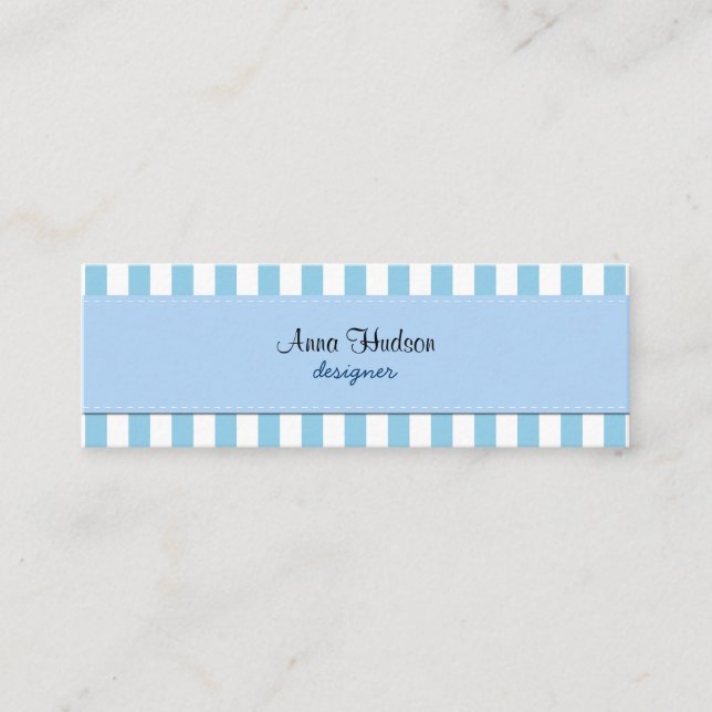 Blue Stripes, Stripes, Striped Pattern, Lines Mini Business Card (Front)