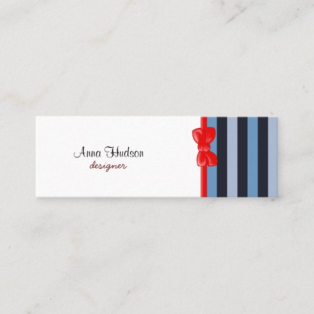 Blue Stripes, Stripes, Striped Pattern, Lines Mini Business Card (Front)