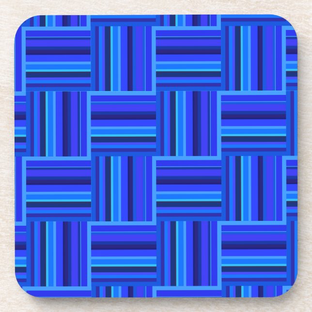 Blue stripes weave pattern coaster (Front)