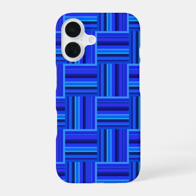 Blue stripes weave pattern iPhone 16 case (Back)