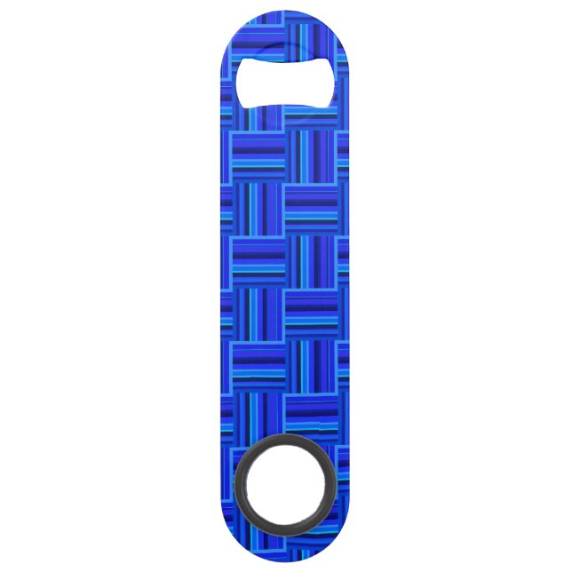 Blue stripes weave pattern speed bottle opener (Front)