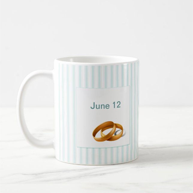 Blue Stripes - Wedding Rings Coffee Mug (Left)
