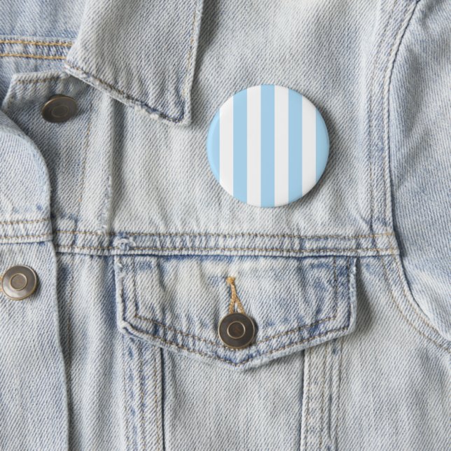 Blue Stripes, White Stripes, Striped Pattern 2 Inch Round Button (In Situ)