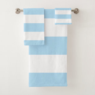 Blue Stripes, White Stripes, Striped Pattern Bath Towel Set