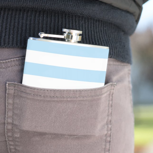 Blue Stripes, White Stripes, Striped Pattern Hip Flask (In Situ)