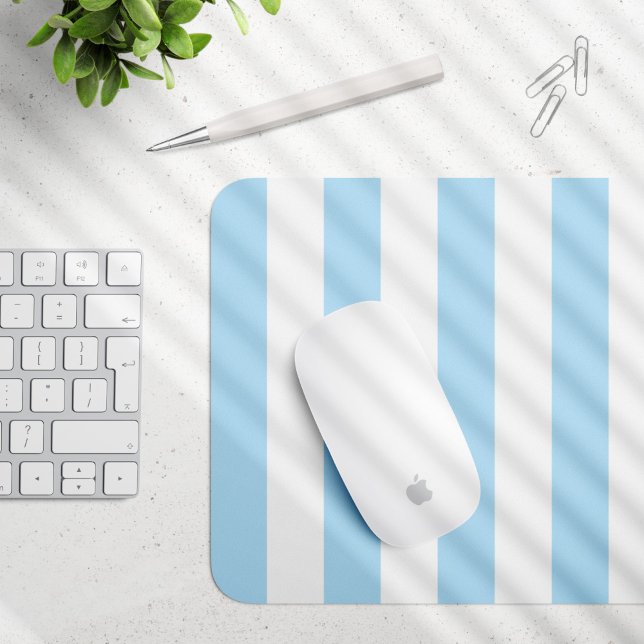 Blue Stripes, White Stripes, Striped Pattern Mouse Pad (Creator Uploaded)