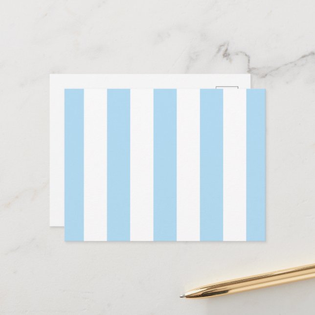 Blue Stripes, White Stripes, Striped Pattern Postcard (Front/Back In Situ)