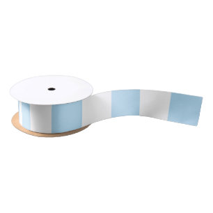 Blue Stripes, White Stripes, Striped Pattern Satin Ribbon