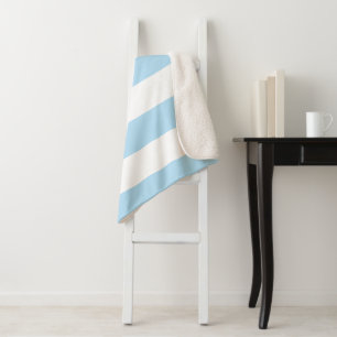 Blue Stripes, White Stripes, Striped Pattern Sherpa Blanket