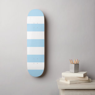 Blue Stripes, White Stripes, Striped Pattern Skateboard