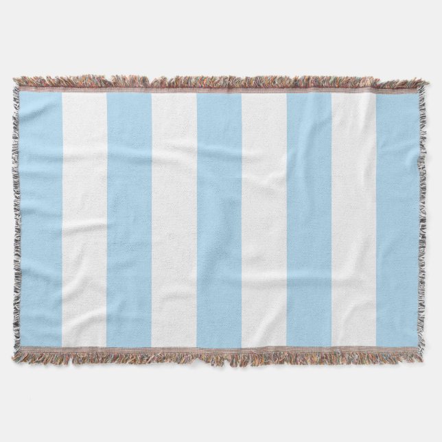 Blue Stripes, White Stripes, Striped Pattern Throw Blanket (Front)