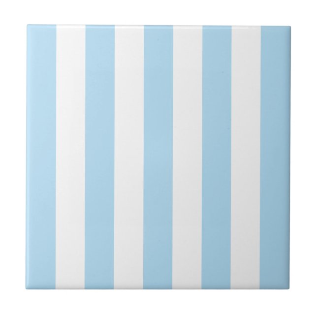 Blue Stripes, White Stripes, Striped Pattern Tile (Front)