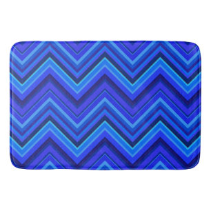 Blue stripes zigzag pattern bath mat