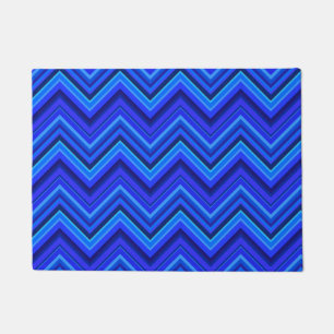 Blue stripes zigzag pattern doormat