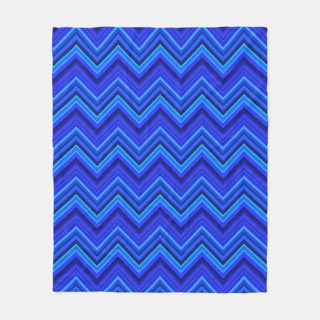Blue stripes zigzag pattern fleece blanket (Front)