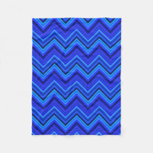 Blue stripes zigzag pattern fleece blanket