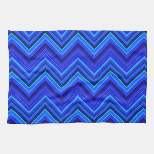 Blue stripes zigzag pattern kitchen towel (Horizontal)