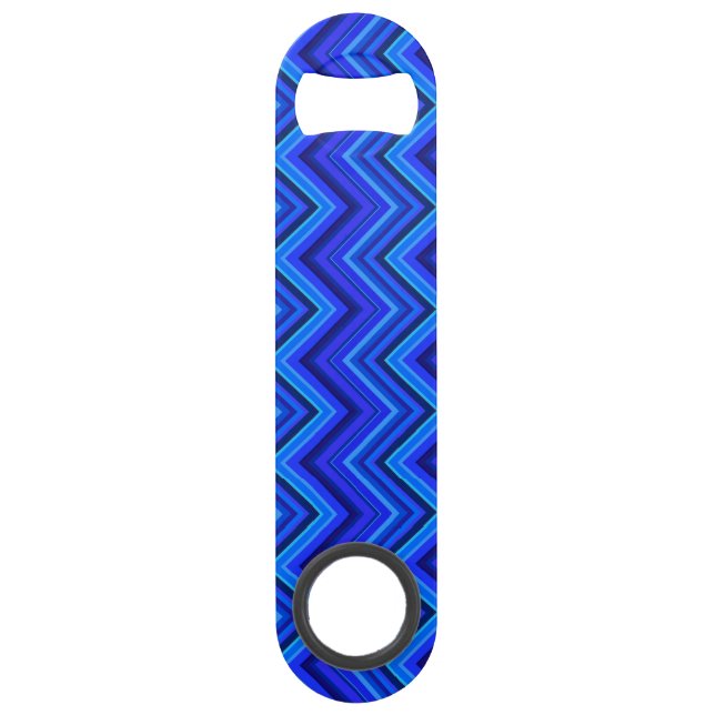 Blue stripes zigzag pattern speed bottle opener (Front)