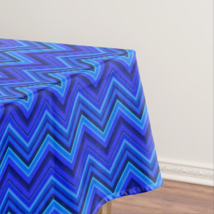 Blue stripes zigzag pattern tablecloth