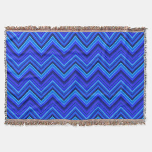Blue stripes zigzag pattern throw blanket