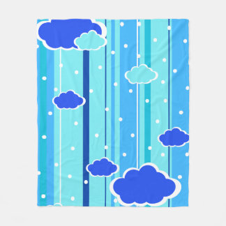 blue strips clouds dots fleece blanket