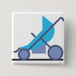 blue stroller 2 inch square button