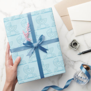 Blue Stroller Pattern Wrapping Paper