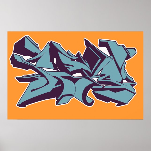 Blue STYLE graffiti Poster (Front)