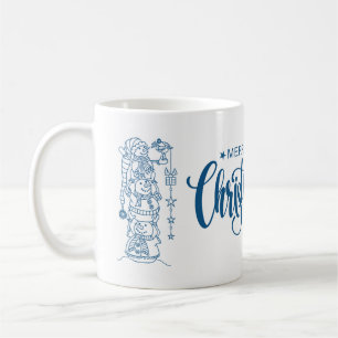 Blue Style Photo Collage Merry Christmas Tree Coffee Mug